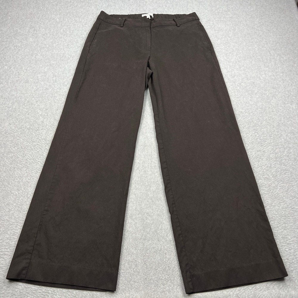 Banana Republic Everyday Wide Leg Pants Womens L Tall Brown Tencel Cotton 713473